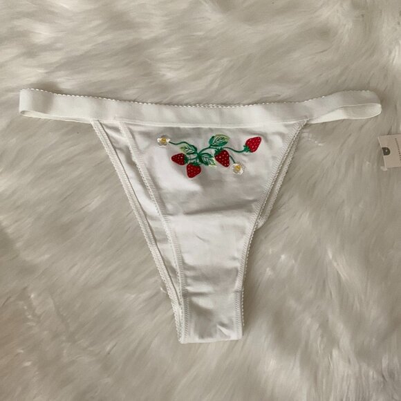 LYREBIRD CottonCloud Strawberry Embroidered Bra & Panty Set SZ LARGE - Picture 4 of 5